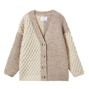 Zara Cable Knit Patchwork Cardigan